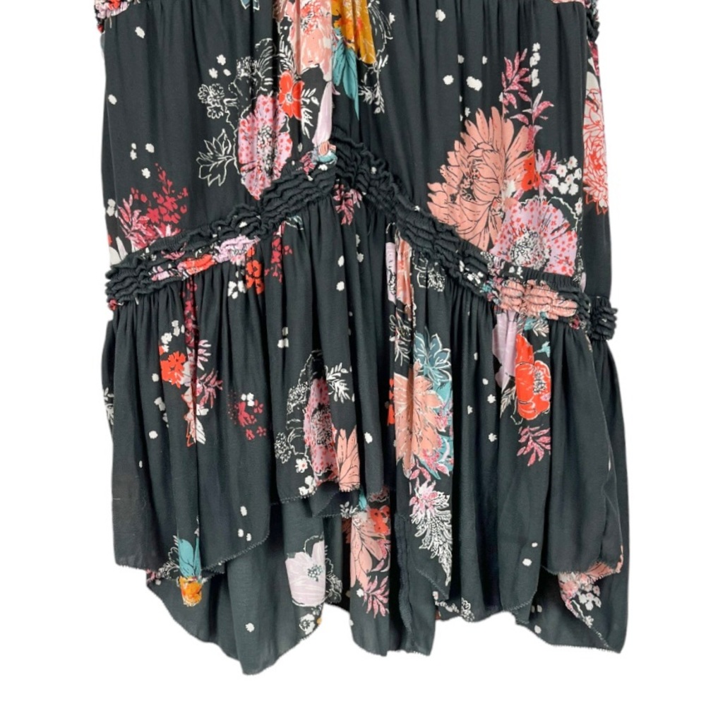 Free People Purple Haze Ruched Floral Tiered Top Tunic Size Small - Picture 6 of 9